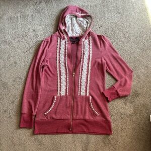 ModCloth retro rose pink lace hoodie